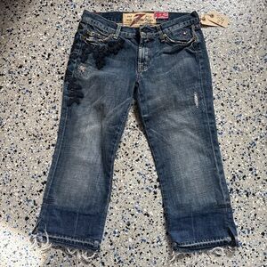 7 for All Mankind The Great China Wall Dark Blue Cropped Jeans